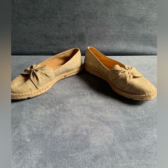 Talbots Womens Izzy Cinched Bow Tan Linen Espadrille Slip On Dressy Flats 8 - Picture 9 of 10